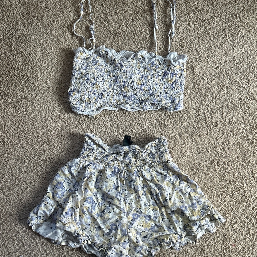 Charlotte Russe Floral Jumpsuit in Blue and Yellow